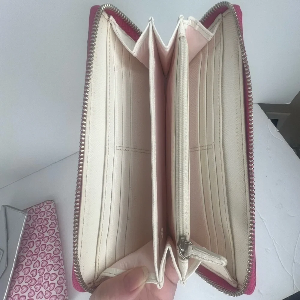 COACH FLORAL PRINT ACCORDION ZIP WALLET F50672 White and Pink Vintage Y2K - Picture 5 of 9